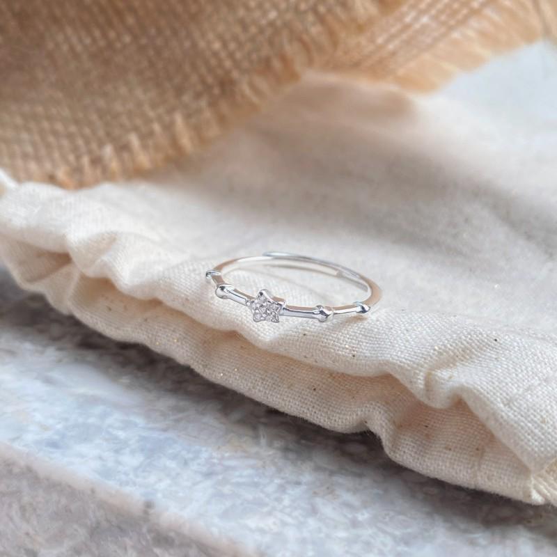 S999 Sterling Silver Korean Star Zircon Ring for Women - Stylish, Versatile, and Unique Niche Design