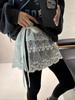 Korean Style White Mesh Lace Tie-Up Layered Half-Length Skirt for Women (Spring 2025 Edition)