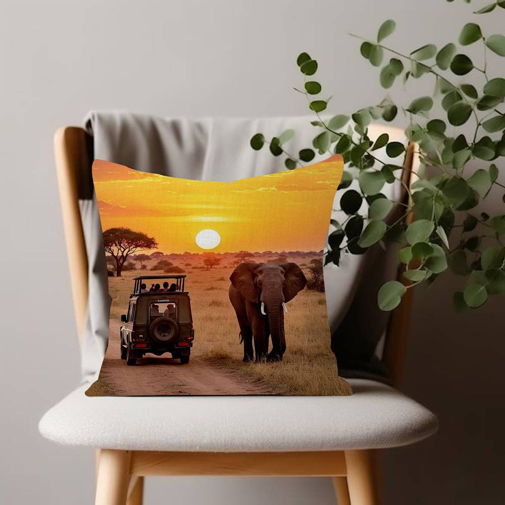 African Elephant Cushion Cover Inches Farmhouse Decor Home Throw Pillow Covers For Couch Decorations