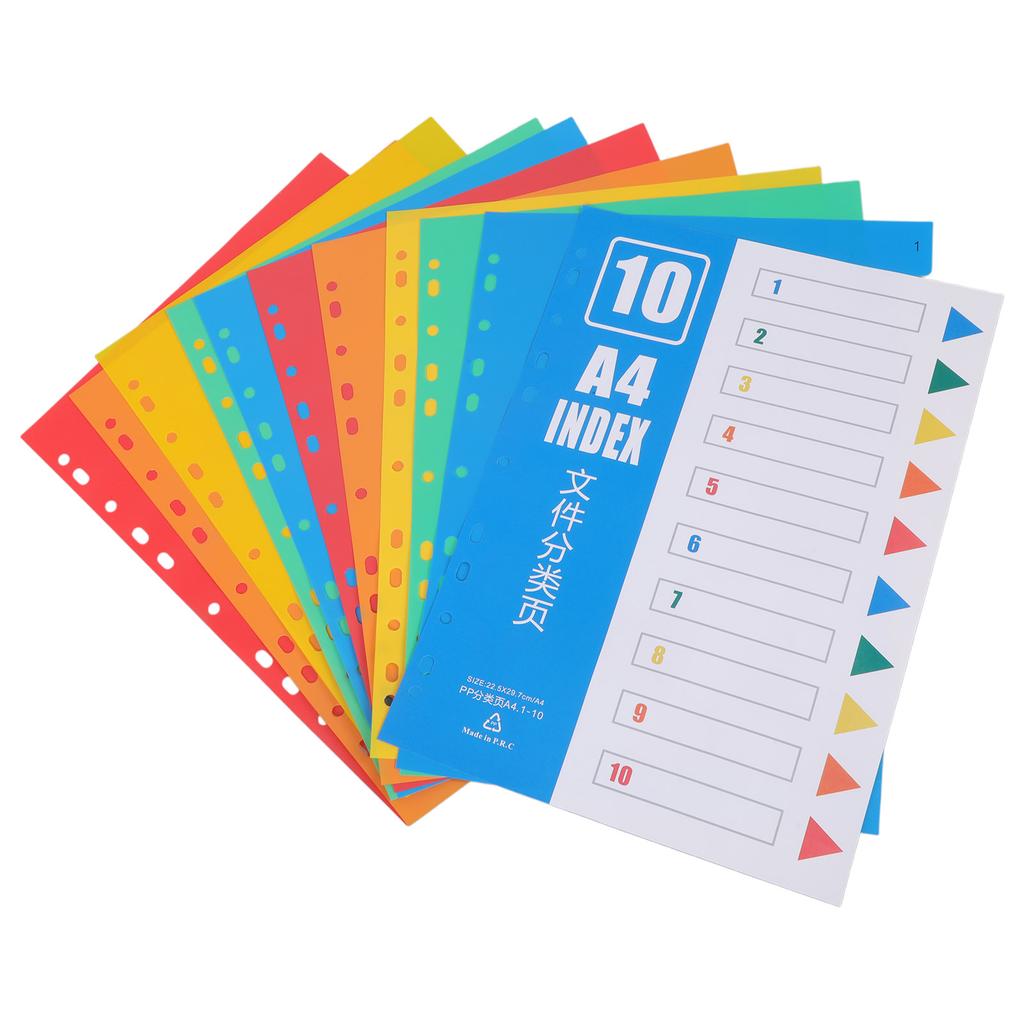 2x A 4 File Dividers Multifunctional Index Dividers Folder Dividers for Students