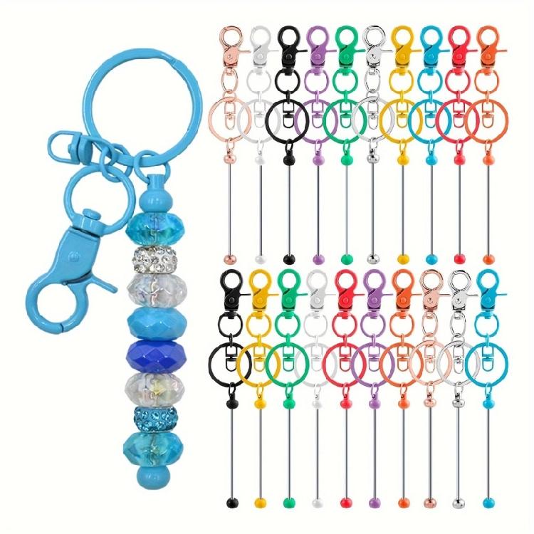 Creative Alloy Bead Keychain Collection 20 Pieces Portable for Handmade Keyrings and Artistics Projects Supplies