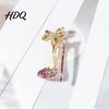 Sparkling Brooch Pin Pin High Heels Bow Shape Lapel with Layered Rhinestone Rhinestones Women Badge for Suits Coats Bags Accessories Wear-resistant