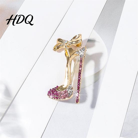 Sparkling Brooch Pin Pin High Heels Bow Shape Lapel with Layered Rhinestone Rhinestones Women Badge for Suits Coats Bags Accessories Wear-resistant