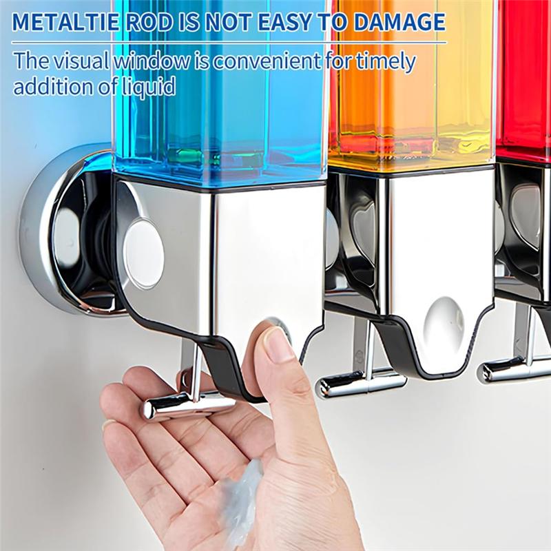 A25F-3In1 Chamber Wall Mounted Bathroom Shower Pump Dispenser And Organizer,Holds Shampoo, Shower Gel, For Bathroom Hotel
