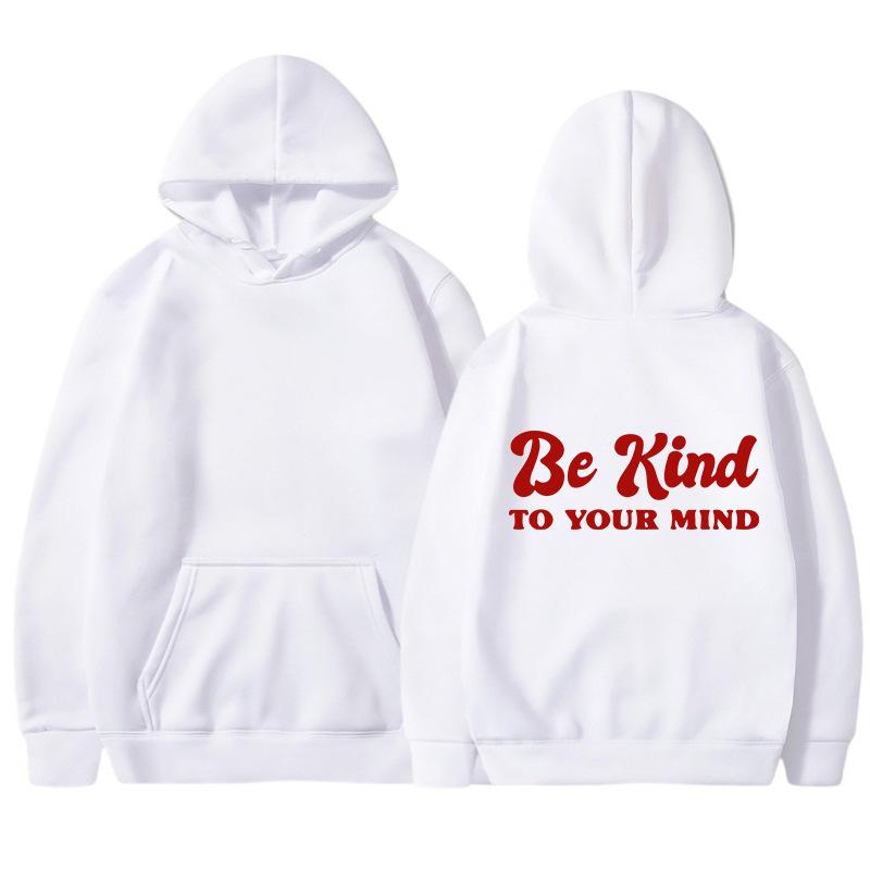 BE Kind European and American fashion printed thickened versatile long-sleeved loose hooded sweatshirt for women