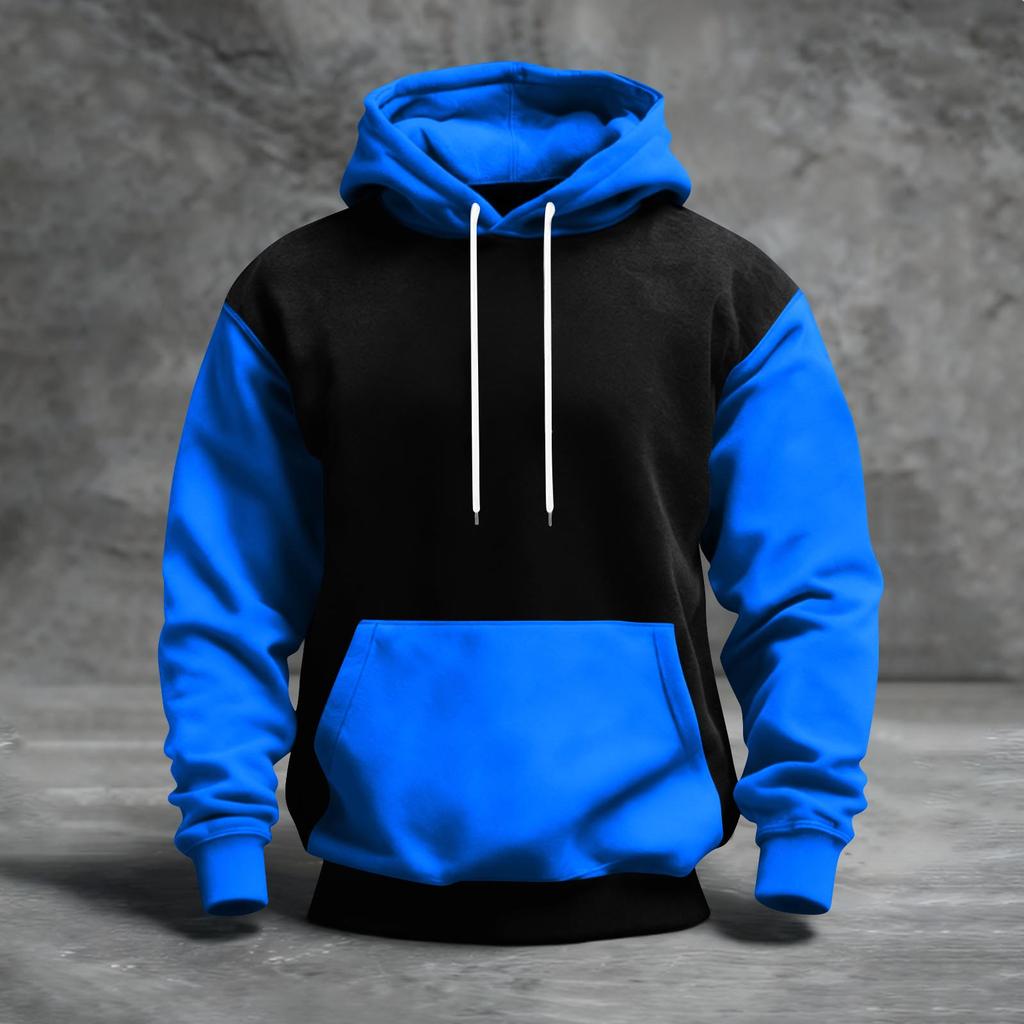 Sudadera con capucha para hombre con bloques de color, con bolsillos, casual y cómoda