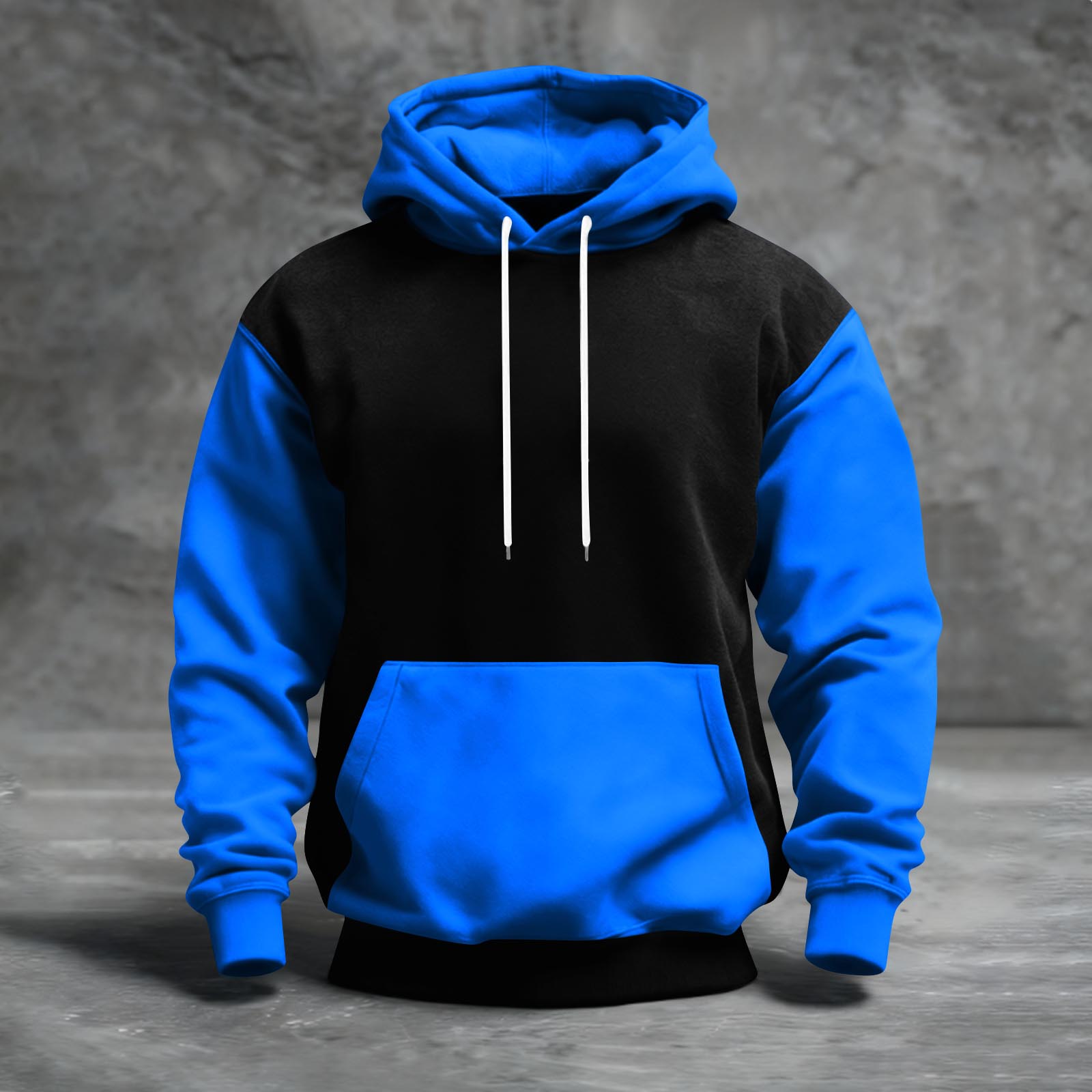 Choose one Heren Color Blocked Hoodie Met Zakken Casual En Comfortabel M blauw