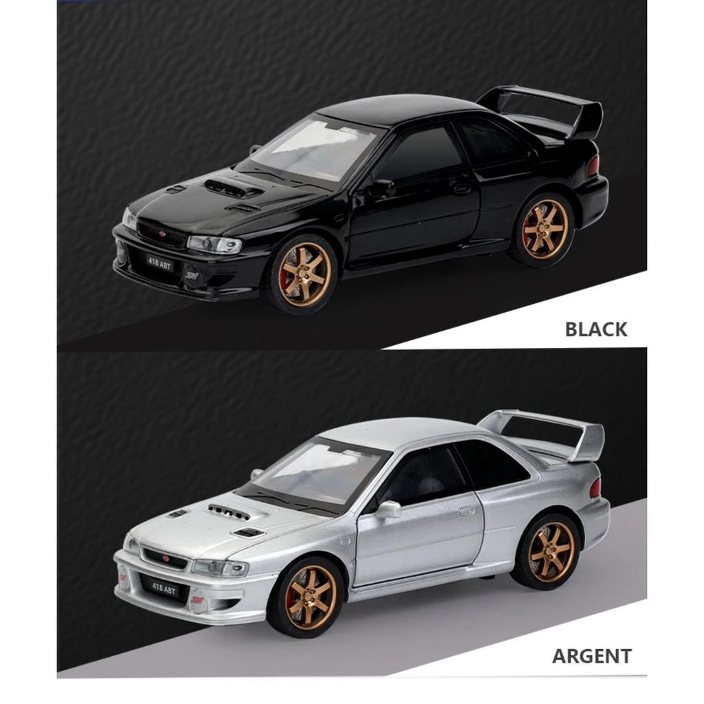1/32 Scale Subaru Impreza WRX STI Modified Vehicle Alloy Metal Diecast Model Car Sound and Light Pull Back Birthday Gift for Child