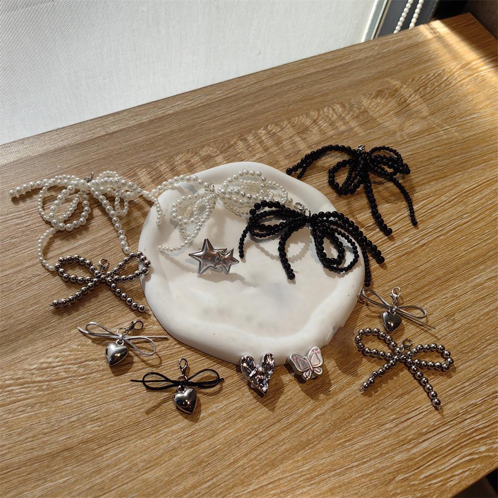 Pearl Bow Heart Shoe Chain Ballet Style Shoelace Flower Shoes Laces Accessories Lace Silver Bow Lace Shoelaces Decorative Buckle