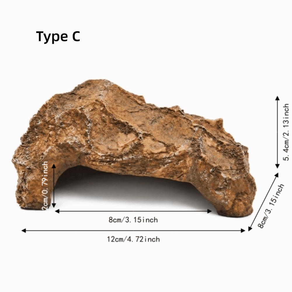 Resin Reptile Hide Cave Flat Base Reptile Shelter Sturdy Hideout Decor Pet Enclosure