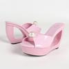 11CM Pearl Transparent Open Toe Platform Thin Heels Wedding Bridal Sandals LFD-1107WG-Q3-1