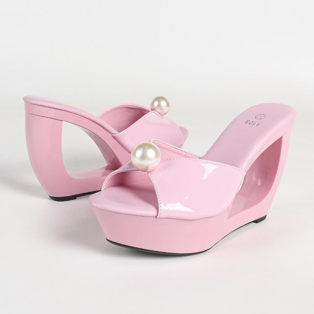 11CM Pearl Transparent Open Toe Platform Thin Heels Wedding Bridal Sandals LFD-1107WG-Q3-1