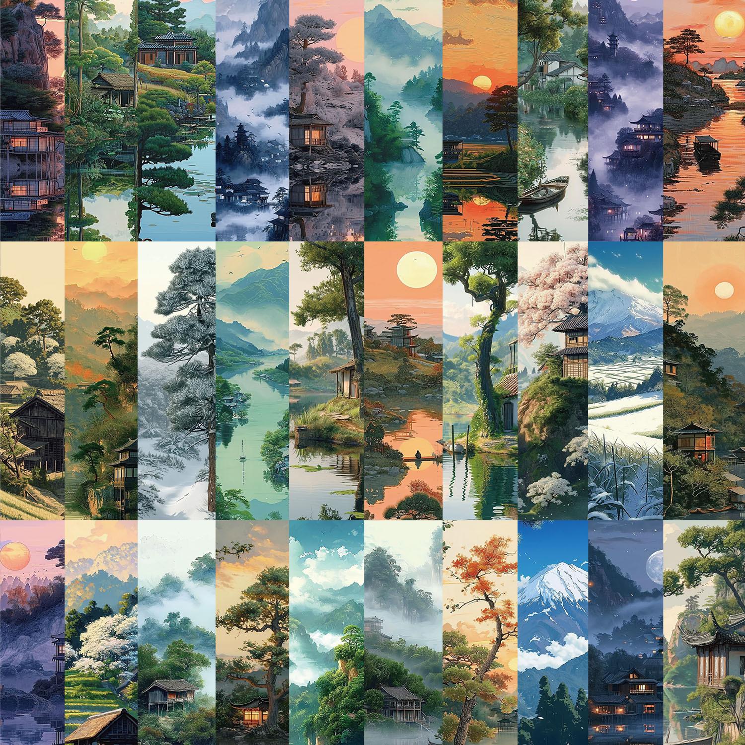 

30 шт./набір Ins Пейзаж Закладка Персонаж Креативний посібник DIY Абстрактні паперові листівки для учнів Подарунок до Дня вчителя