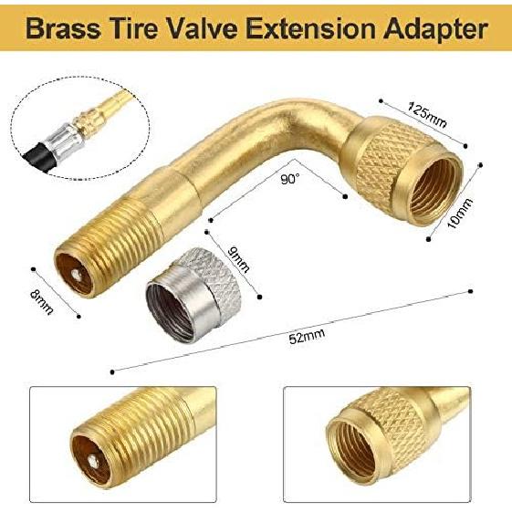 Mudder 2 Pieces 8.25 Inch Flexible Tire Valve Extension Adaptor And 2 Pieces 90 Degree Tyre Valve Extension Adaptor For Universal RV Cars Truck