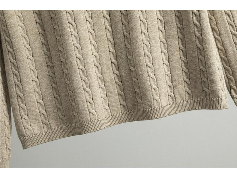 Korean-Style Two-Piece Set: Polo Collar Cable Knit Top & Sweater Skirt for Spring/Autumn