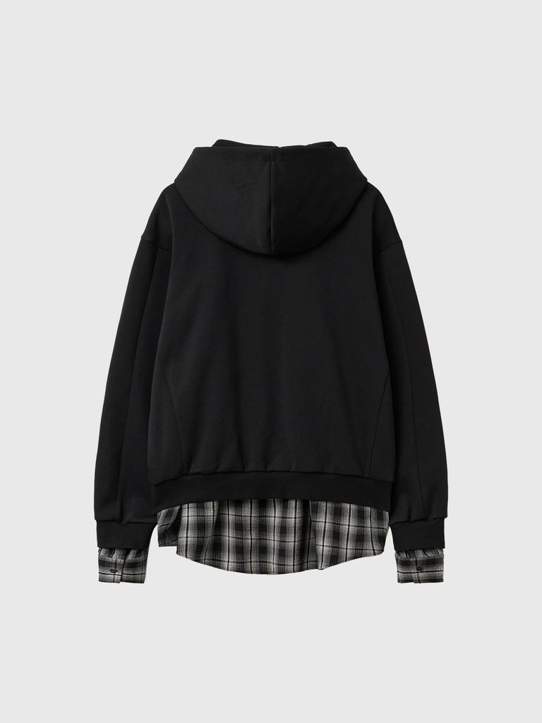 Generalidea Unisex Shirt Layered Zip-Up Hoodie [Black] / Gf1Ujp004