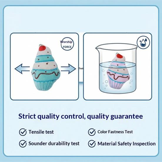 Pet Toy Bite-Resistant Plush Chew Toy with Interactive Sound Design Squeaky Ice Cream Shape Pet Teeth Cleaning Toy