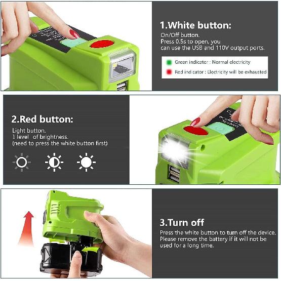 150W Power Supply Inverter for Ryobi 18V, TEPULAS DC 18V To AC 120V Power Inverter Generator, Power Source USB Phone Charger Adapter for Ryobi w/AC