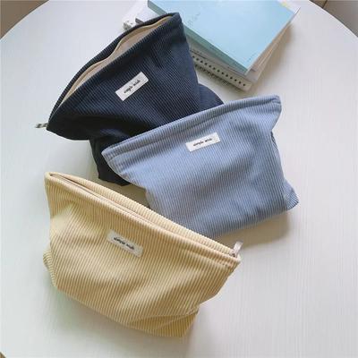 Corduroy Cosmetic Bag Portable Makeup Bag for Travel Large Capacity Storage Bag Makeup Organizer With Zipper