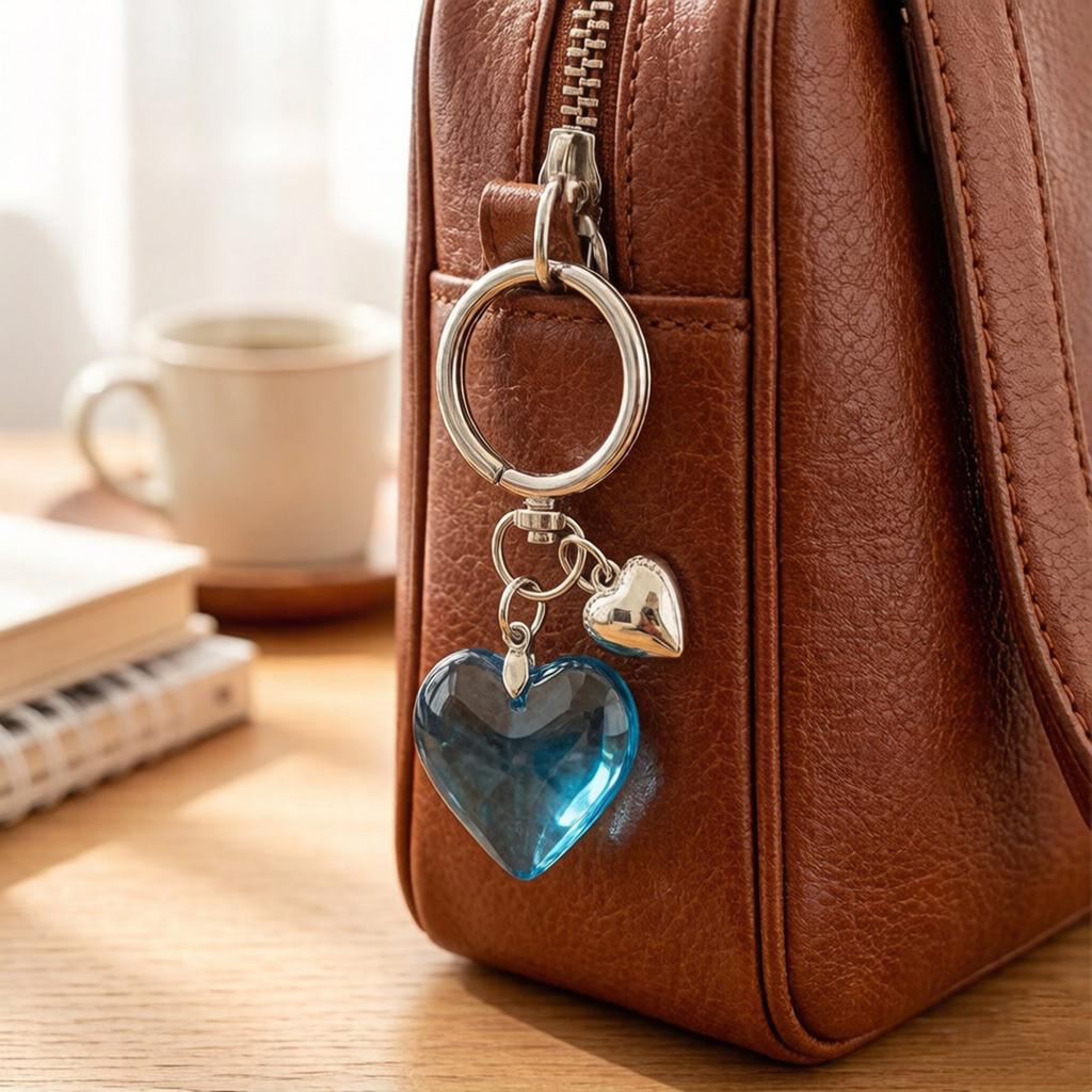 Cute Heart Keychain,Bag Charms Car Key Rings Aesthetic Keychain Accessories for Backpacks,Wallets Decor