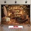 2D "Happy 30th Birthday" Backdrop Fairy Light & Cowboy Hat Background Cloth Party Decoration