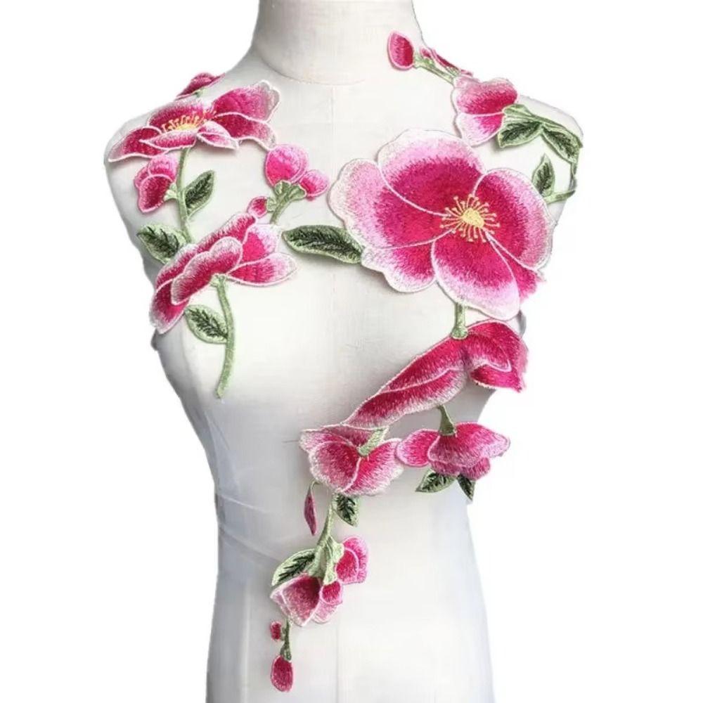 DIY Embroidered Flowers Trims Peony Design Ribbon Edge Appliques DIY Trimmings