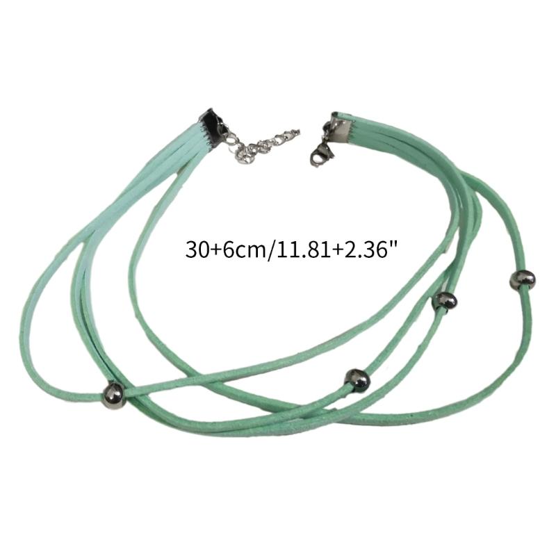 Colier choker cu mărgele din oțel titan, simplu, cu șnur din piele întoarsă, lanț pentru claviculă, bijuterii de petrecere, colier guler dulce și cool