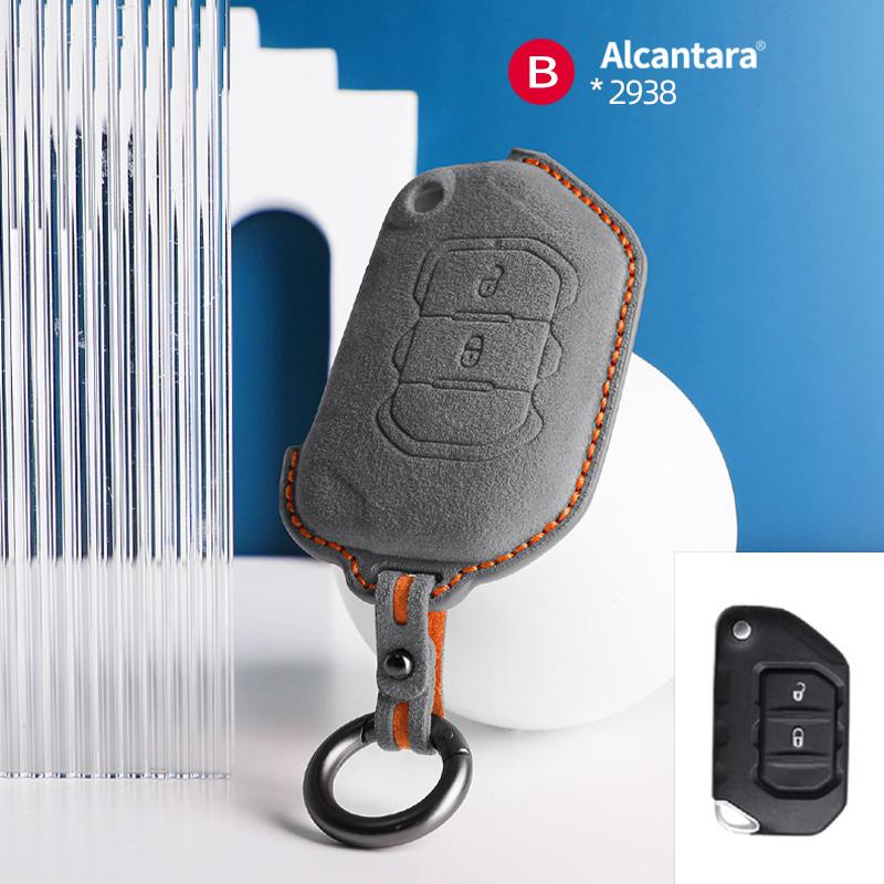 Interior Mouldings Car Remote Key Case Cover Shell For Jeep Wrangler JL JK JLU XD Gladiator JT Protector Suede Alcantara Accesso