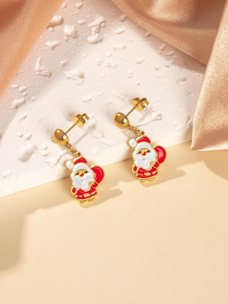 High-End Versatile Christmas Earrings: Stainless Steel Studs, Ear Clips, and Dangle Jewelry