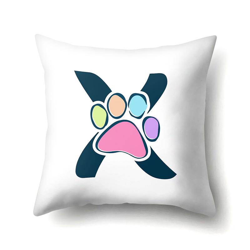 

Polyester Pillow Cover Cute Footprints Home Car Ornament Pillow Cover 26 English Letter Cushion Cover Premium Durable No pillow core