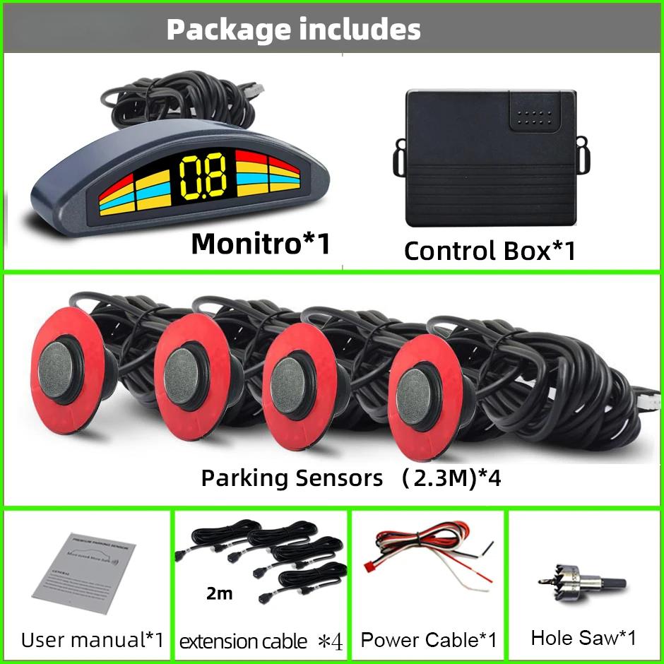 

Профессиональный комплект передних датчиков парковки Prefix Скрытый встроенный плоский парктроник Помощник Система Зуммер Сигнализация Не Задний Радар серый