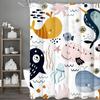 Cartoon Whale Jellyfish Small Fish Watercress Coral Shower Curtain, Bathroom Decorative Shower Curtain, Waterproof Shower Curtai