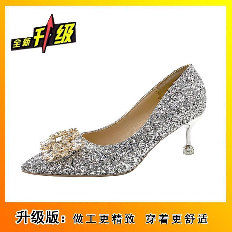 Bridesmaids are not tired of engagement, high heels, champagne high heels, French wedding shoes 2025 spring and autumn new two-wear dress