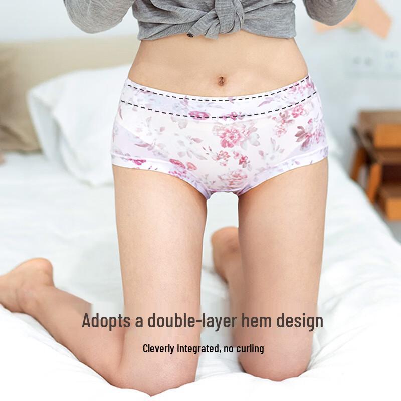 Women's Ice Silk Breathable Floral Print Briefs