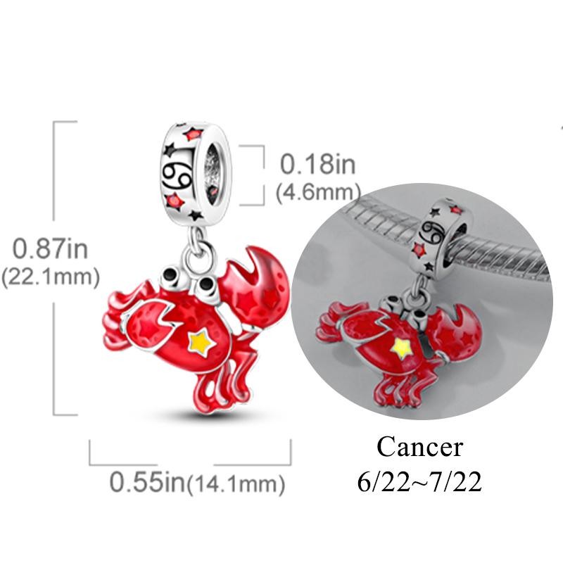 12 Zodiac Signs Fluorescent Twelve Constellations Star Shape Sign Copper Bead Charms Charm Bead Charms Fit Authentic Bracelets Neckalce Charm Pendant