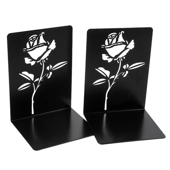 2 Pcs Metal Bookends L-Shaped Reinforced Support Book Holder with Non-Slip Pads