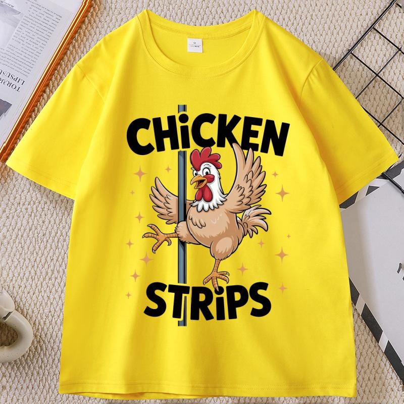 Chicken Strips Pole Dance Tshirt for Unisex Women Cartoon Funny Humor Graphic Tees Casual Cotton Short Sleeve Round Neck Tees