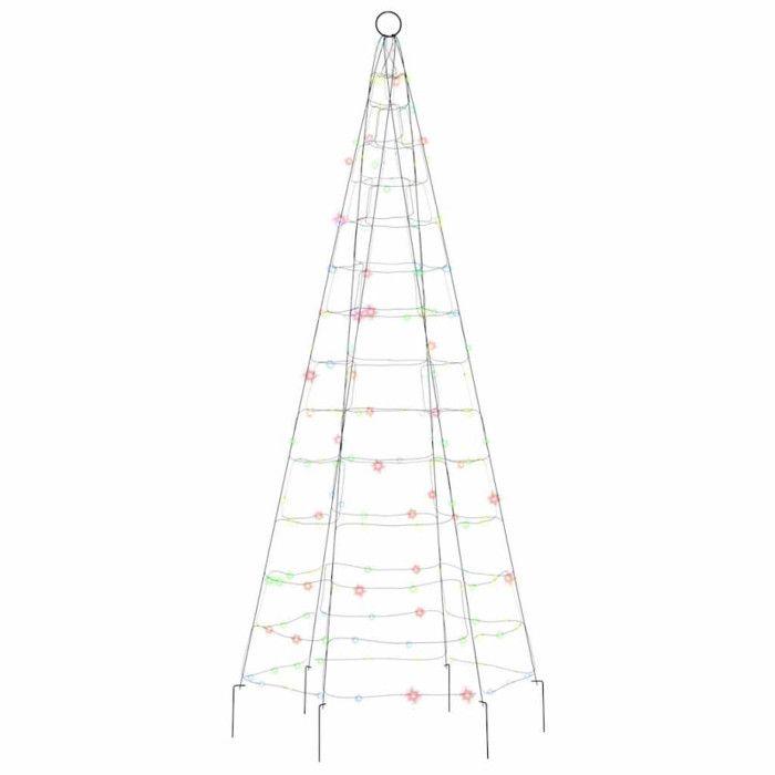 VidaXL LED Christmas Tree On Flagpole 200 LED Colorful 180 Cm, Christmas Decoration, LED Light, Christmas Light 358110