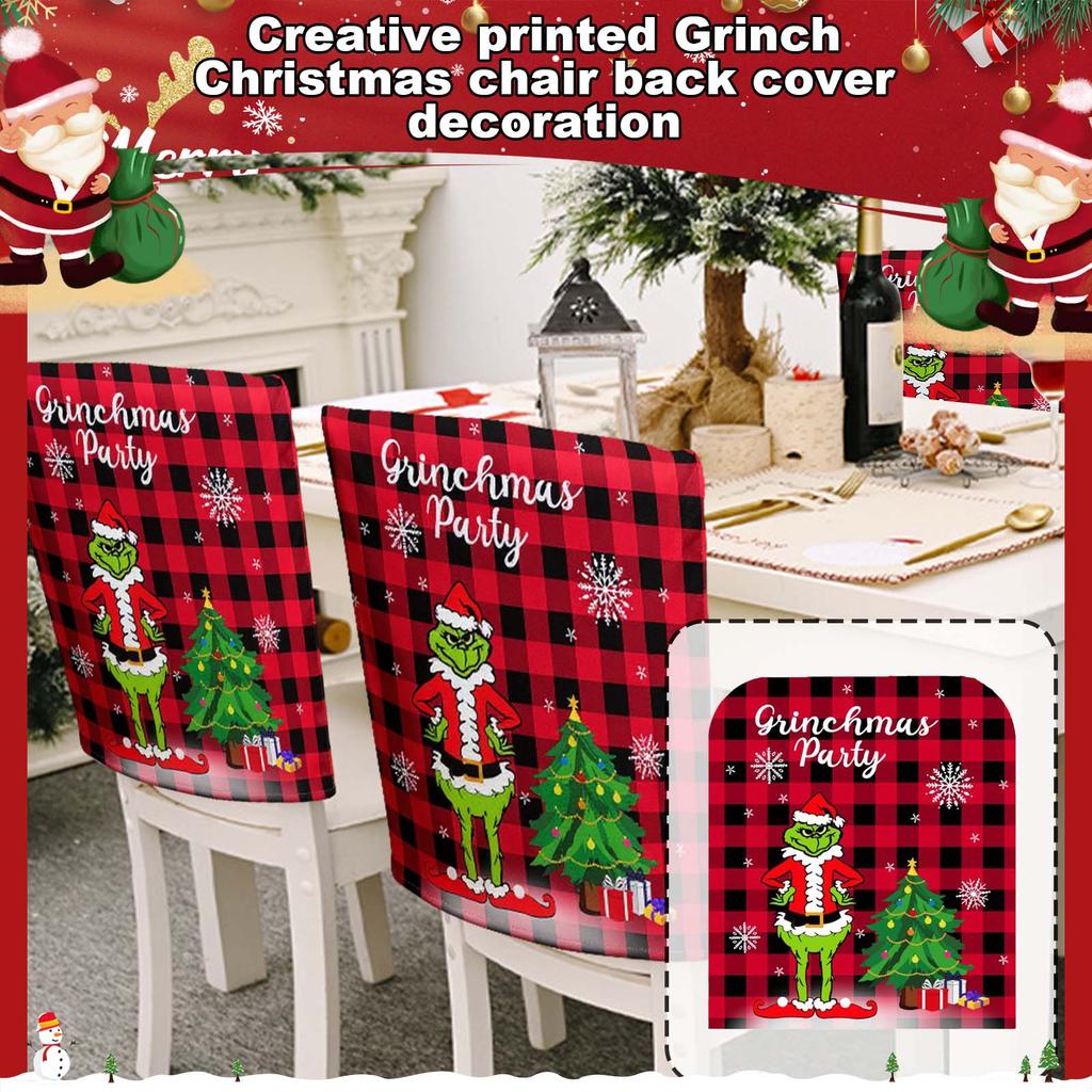 Christmas Chair Back Cover Decoration Creative Printing  Green  Dining Table Home Decoration