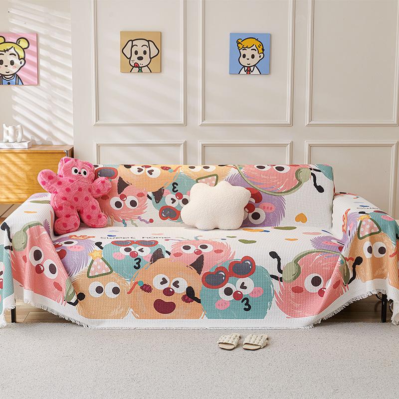 

2025 New Dopamine Cartoon Sofa Towel Cute Anti Slip Sofa Cover Blanket for Living Room All Inclusive Anti-Wear Home Decoration 180x130cm