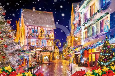 Epoch 1000 Piece Jigsaw Puzzle Overseas Scenery Christmas In Colmar - France (50 X 75cm) 11-614s with Glue and Spatula with Score Ticket EPOCH