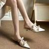 Fashion 2025 Summer New Closed Toe Women's Slippers Fashion Outdoor Dress Butterfly-knot Best Seller Elegant Comfortable High Heels