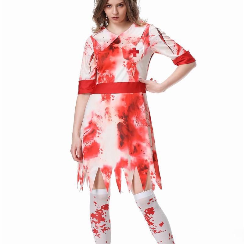 Halloween Vampire Nurse Zombie Cosplay Costume Women Stage Performance Party Role Play Outfit