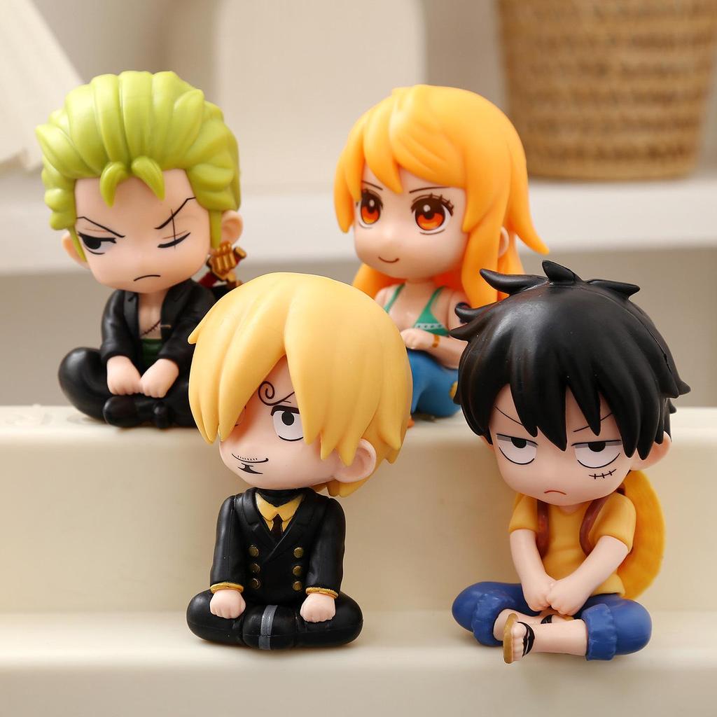 One Piece Series Sitting Pose Figurines: Luffy, Zoro, Nami, George - Blind Box Collectibles
