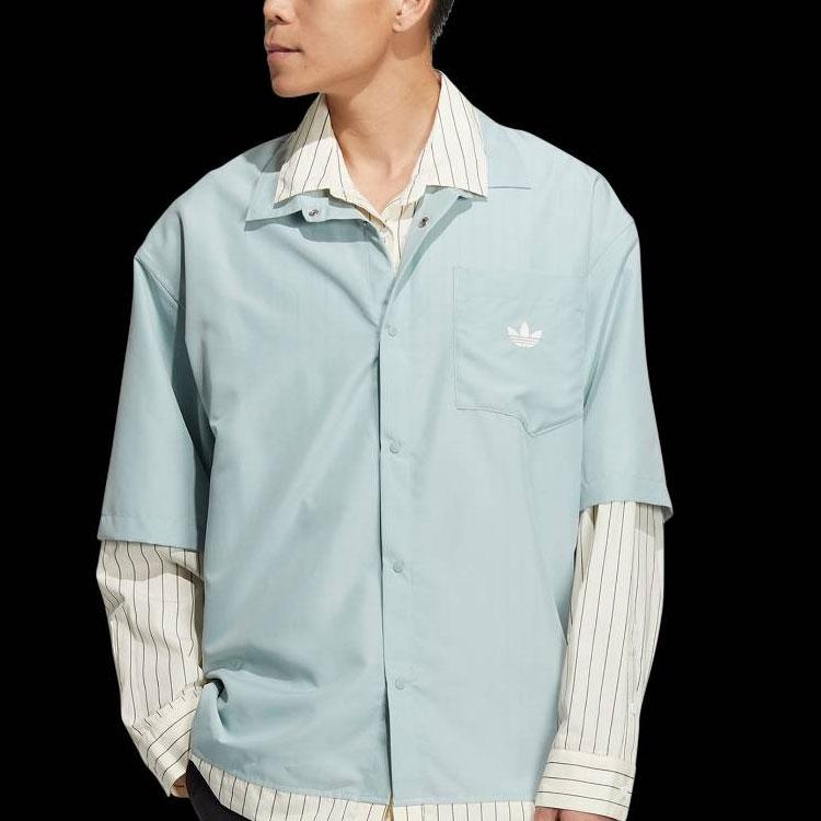 Adidas Originals X Umamiism Co-Branded Logo Print Layered Long Sleeve Shirt Unisex Tops Blue HR6446