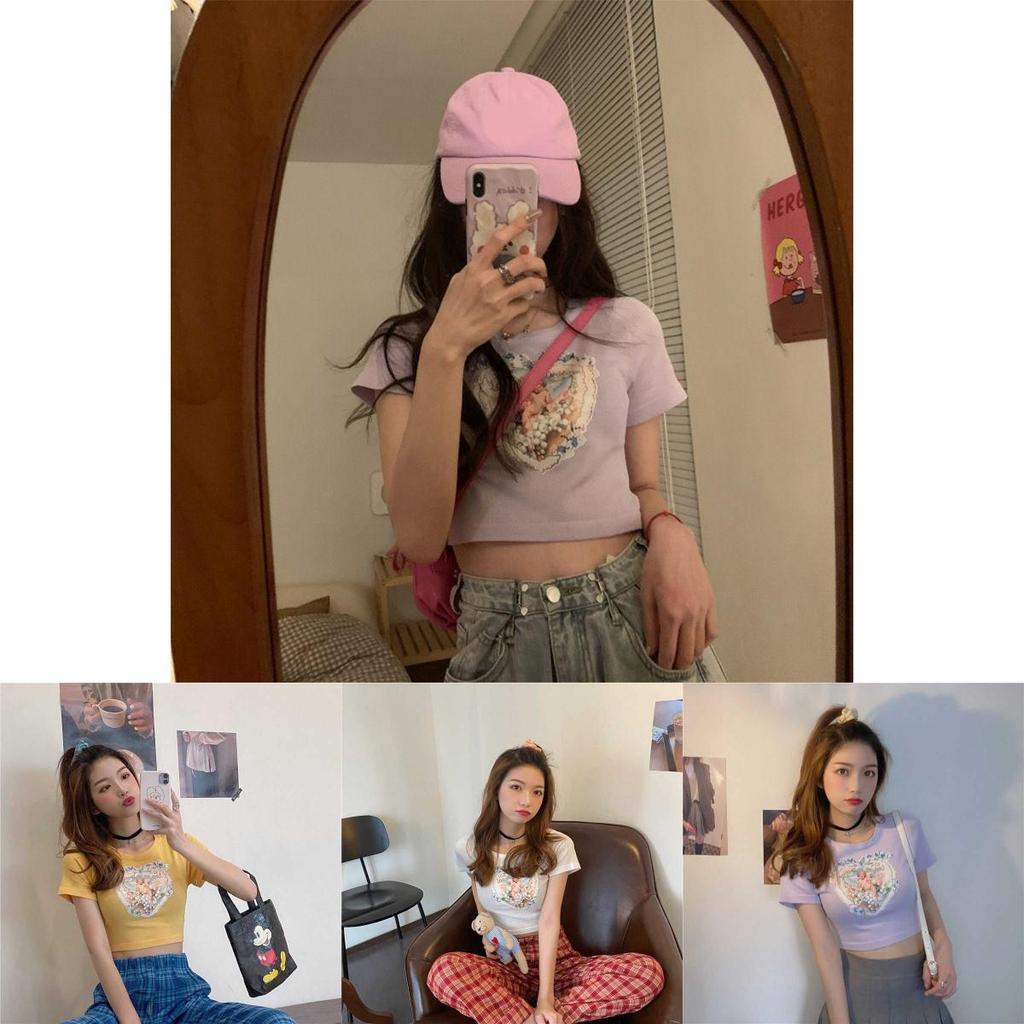 Elegant Angels Aesthetic Vintage T-shirts For Women With 90s Graphic Korean Style