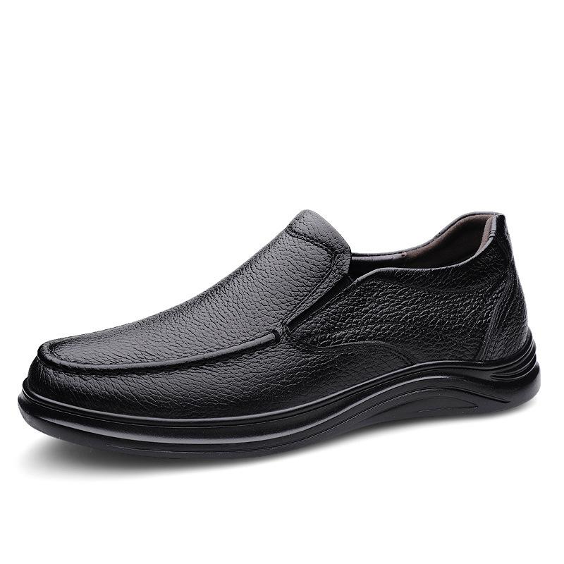 New Men's Leather Shoes First Layer Cowhide Casual Shoes Soft Sole Leather Middle-aged and Elderly Father Leather Shoes Fashion Men's Shoes
