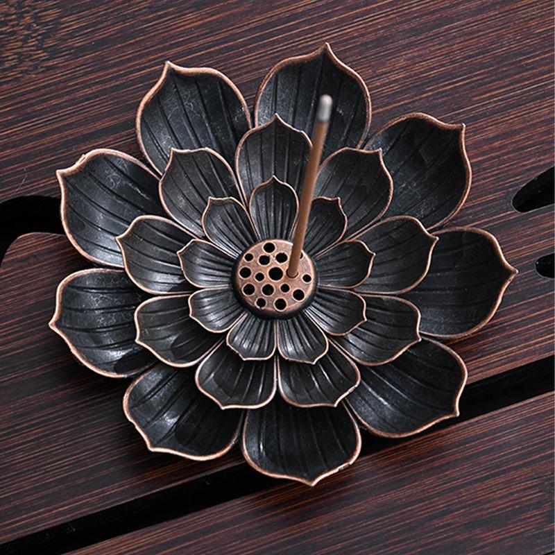 1pc Incense Holder Zen Aroma Tools Kung Fu Tea Accessory Lotus Base Multi Hole Ceramic Stick Stand Elegant Decor