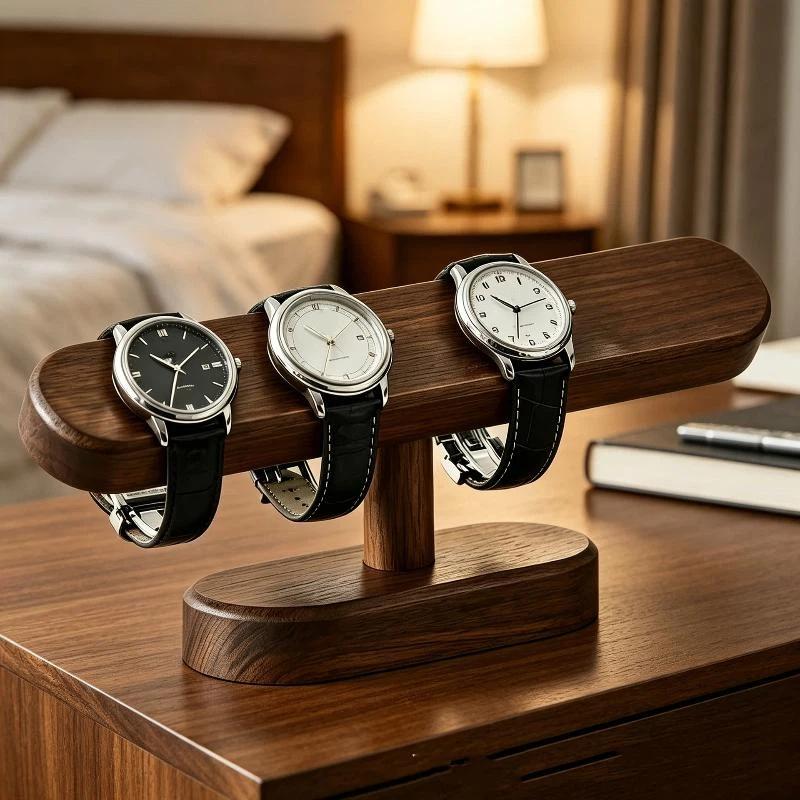 Multifunctional Walnut Jewelry Display Holder Sturdy Watch Bracket Anklet Chain Hanger for Home Storage & Display
