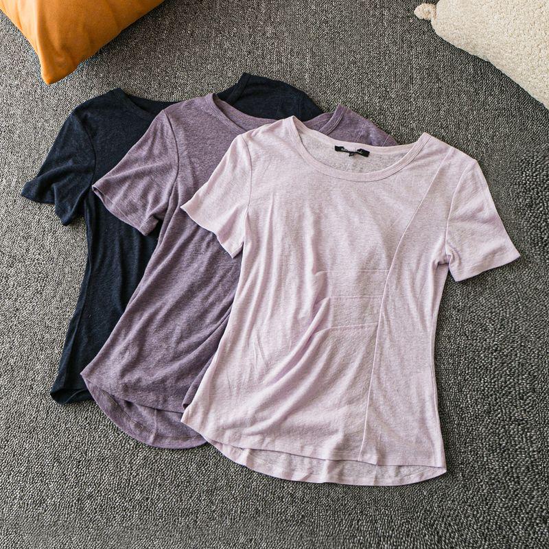 

Spring and Summer Export K-style New Fashion Casual Minimalist All-Match round Neck Short Sleeve Pullover T-shirt Tops Navy blue M